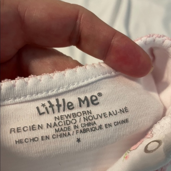 Little Me Newborn Footie Outfit with bunnies on it - Picture 2 of 2